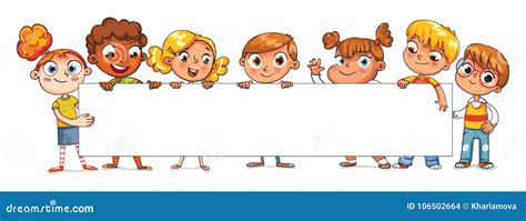 Niños Felices Que Sostienen El Cartel En Blanco Ilustración Del Vector Ilustración De Muchacha