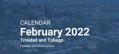 February 2022 Calendar Trinidad And Tobago