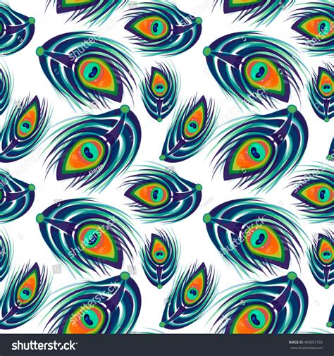 Peacock Feathers Seamless Pattern Peacock Feathers Stock Vector Royalty Free