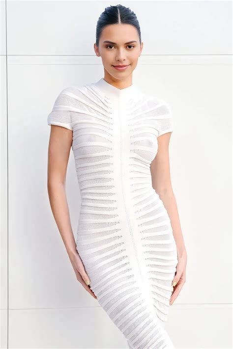 White Textured See Through Tight Dress Katch Me