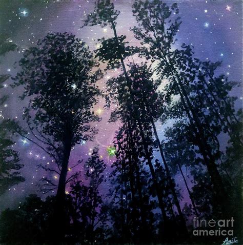 Galaxy Forest Painting By Anita Bhatambare Fine Art America