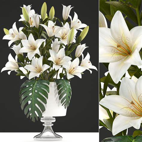 Bouquet Of White Lilies 3d Model Cgtrader