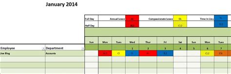 leave planner template excel staff annual leave calendar