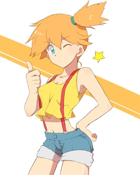 Safebooru Hand On Hip Kasumi Pokemon Midriff Navel Orange Hair