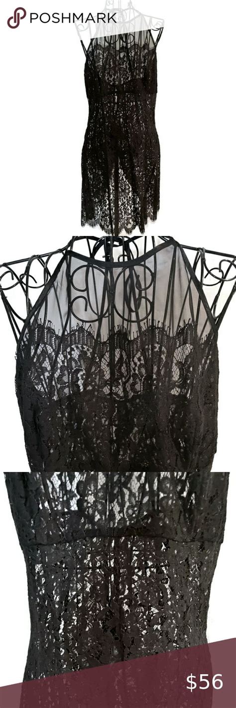 Victorias Secret Black Lace Satin Nightie Chemise Dress Halter Negligee
