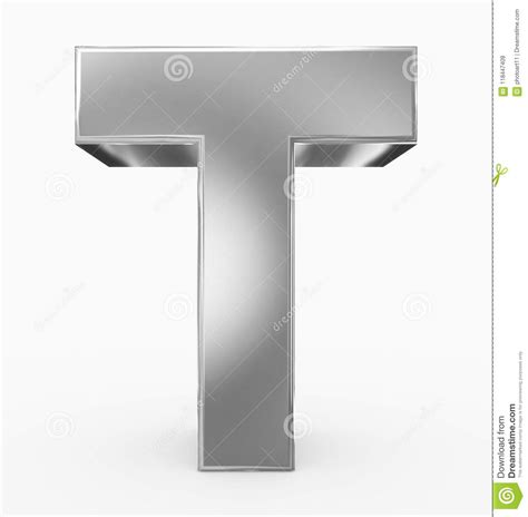 Letter T 3d Cubic Silver Isolated On White Stock Illustration