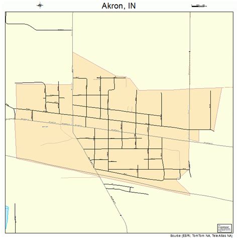 Akron Indiana Street Map 1800748