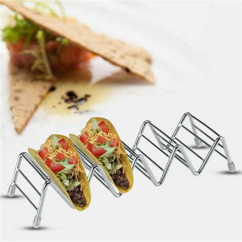Tbest Wave Shape Stainless Steel Mexican Taco Holder Display Stand