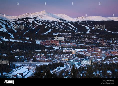 Usa Colorado Breckenridge Elevated Town View From Mount Baldy Stock