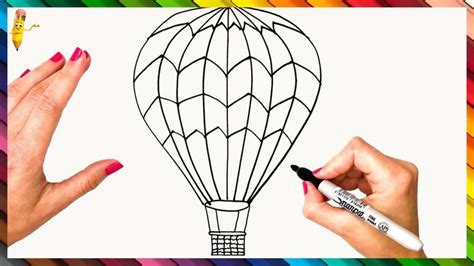 How To Draw An Air Balloon Step By Step 🎈 Hot Air Balloon Drawing Easy