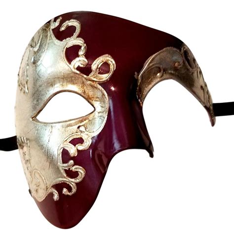 Mens Phantom Purple Silver Foil Large Mardi Gras Masquerade Mask