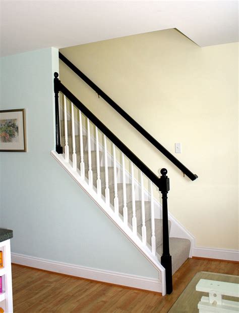 This wall rail bracket is designed to attach to the bottom of handrails and on walls where they are required. Hometalk | Mini Makeover - Paint Your Banister Black