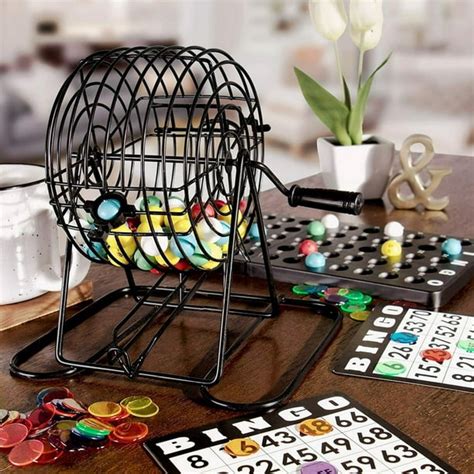 Bingo Set 6 Inch Roller Cage Master Board 75 Balls 300 Chips 15 Players