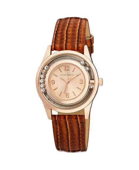 Laura Ashley Fashion Watch With Rolling Stones Dial And Brown Leather
