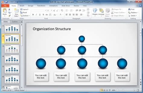 Organization Structure Powerpoint Template With Spheres Slidemodel