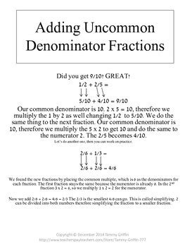 Solve word problems that require multiplying fractions. Adding and Subtracting Common and Uncommon Denominator Fractions Unit