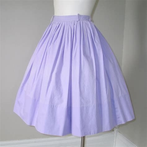Vintage 1960s Light Purple Spring Lilac Cotton Skirt S From