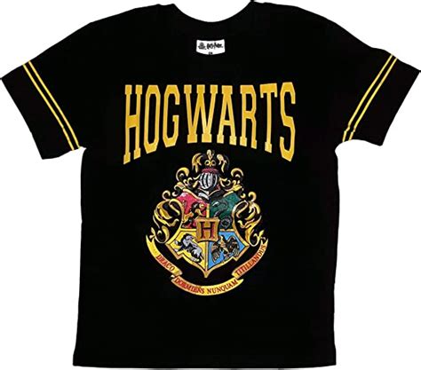 Harry Potter Crest Hogwarts Black Short Sleeve Cotton T Shirt Black