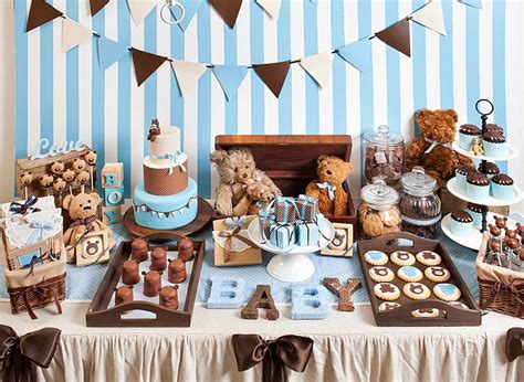 Blue And Brown Teddy Bears Baby Shower Party Ideas Photo 1 Of 24
