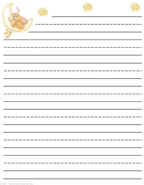 Teddy Bear Free Printable Stationery For Kids Primary Lined Teddy Bear