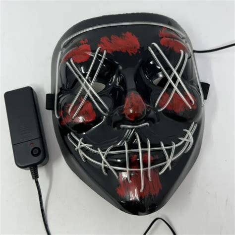 Spirit Halloween El Wire Light Up Mask Halloween Black Rave Cosplay