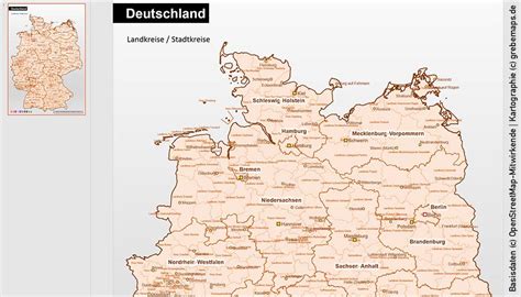 Niedrig zu hoch nach preis sortiert: Deutschland PowerPoint-Karte Landkreise (DIN A3)