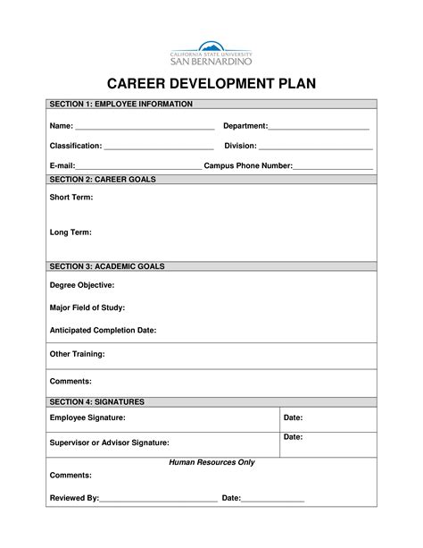 Sample Career Plan Template