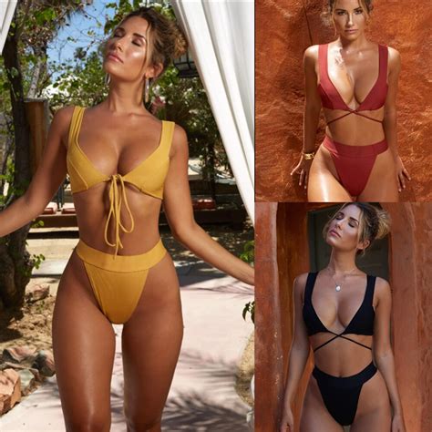 2019 bikini set sexy high waist swimwear swimsuit bandage out bathing suit women push up bikini