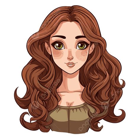 갈색 머리 벡터 긴 머리를 가진 갈색 머리 여자의 스티커 클립 아트 만화 이미지 상표 클립 아트 Png 일러스트 및 벡터 에 대한 무료 다운로드 Pngtree