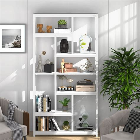 78 Extra Tall Bookcase With 10 Open Storage Shelves 7 Tier Modern