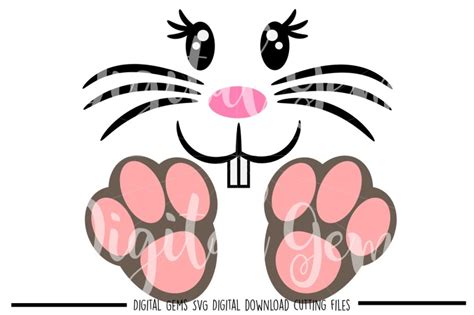 Ready to ship in 1 business day. Easter Bunny Face / Feet SVG / DXF / EPS / PNG Files By ...