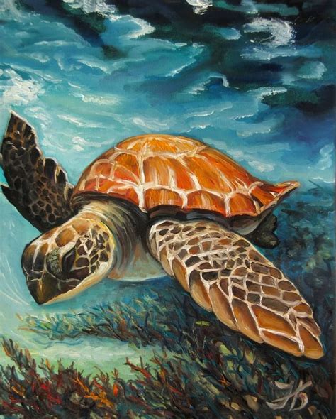 Caribbean Turtle Ii Painting Turtle Painting Sea Turtle Painting
