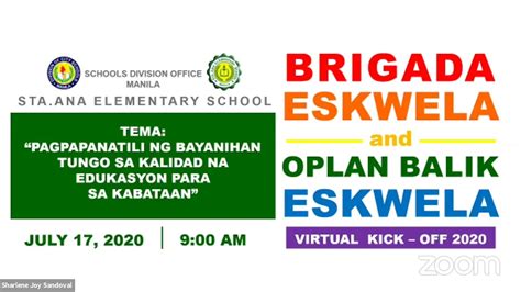 Brigada Eskwela 2020 Virtual Kick Off July 17 2020 Beonewithsaes