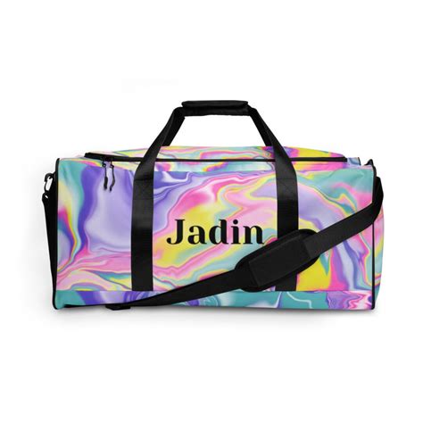 Personalized Tie Dye Duffle Bag In Pink Yellow Blue And Purple Etsy