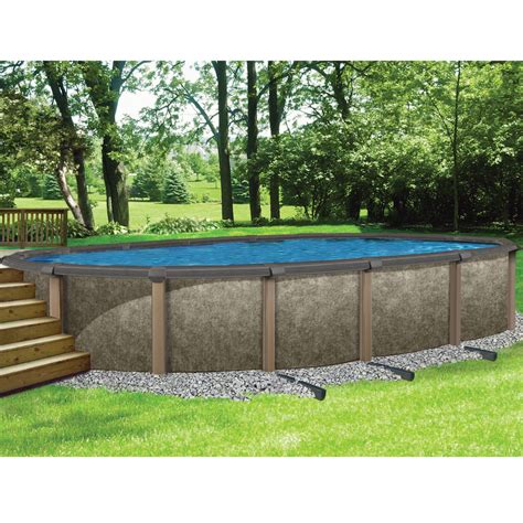 Riviera Oval 54 In Deep Steel Wall Hybrid Above Ground Pool W 8 In To