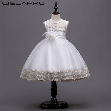 Cielarko Dress For Girls Formal White Princess Ball Gown Birthday