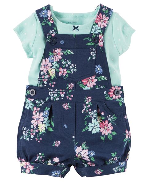 Carters Newborn And Infant Girls Shirt And Shortalls Floral