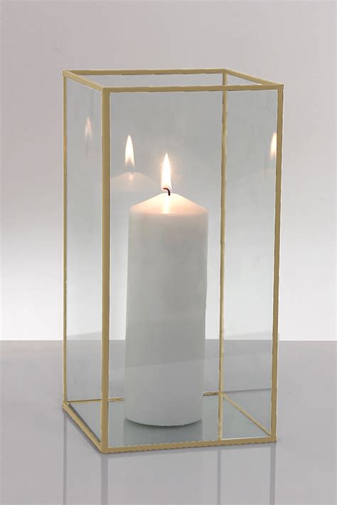 Metal Frame Glass Candle Box 150 X 150 X 300mmh Holstens