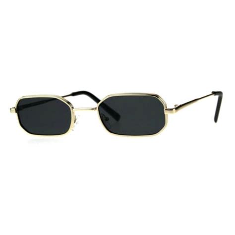 Mens Narrow Metal Rim Rectangular Hippie Pimp Sunglasses Ebay