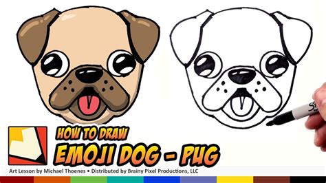 How To Draw A Cute Dog Emoji Pug For Beginners Step By Step Bp