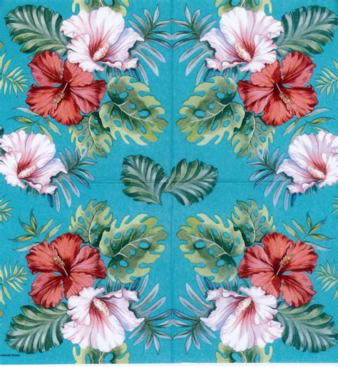 Decorative Paper napkins of Hibiscus Flower Bloom blue | luncheon ...