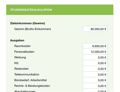 Des stundensatzes bei dienstleistungen und ein tool, das sich speziell an handwerker richtet. Numbers Vorlage Stundensatzkalkulation ...