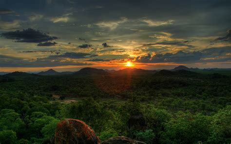 Sunset Clouds Landscapes Nature Horizon Trees Wallpaper 2560x1600