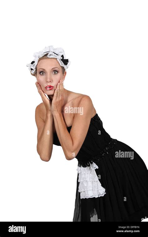 Woman In A Saucy French Maids Outfit Stock Photo Alamy