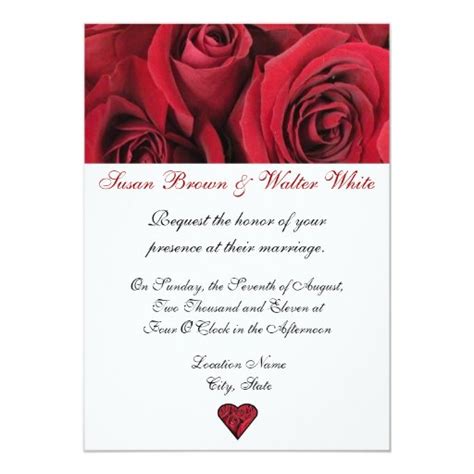 Red Roses Wedding Invitation Zazzle