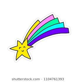 All clipart images are guaranteed to be free. Little Funny shooting star Vector Sticker. Cute illustration. Fashion element in cartoon 80s-90s ...