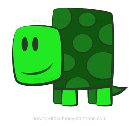 This turtle is very easy to draw with its body made of a rectangle and its head created with a single square! Drawing a turtle