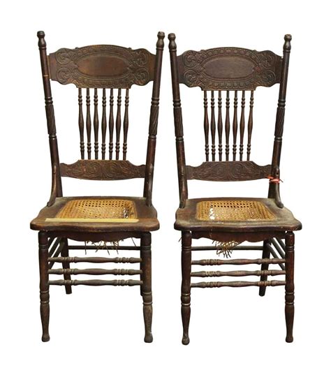 Ours are designed with the right proportions to be comfortable to sit in until dessert. Pair of Vintage Wooden Chairs | Olde Good Things