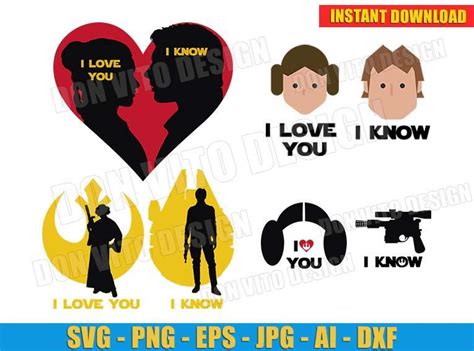 ⭐ I Love You I Know Star Wars Bundle SVG Cut File for Cricut