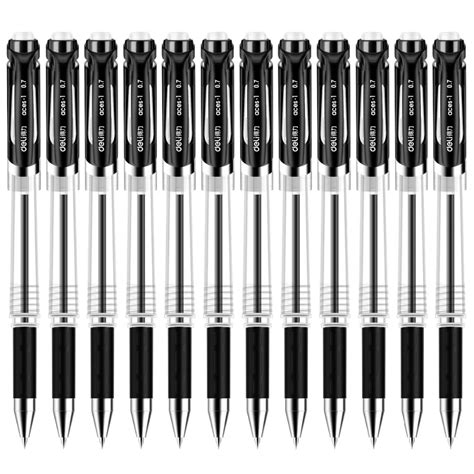 12 Pieceslot Deli Black Gel Ink Pen 07mm Water Pen Meeting Office